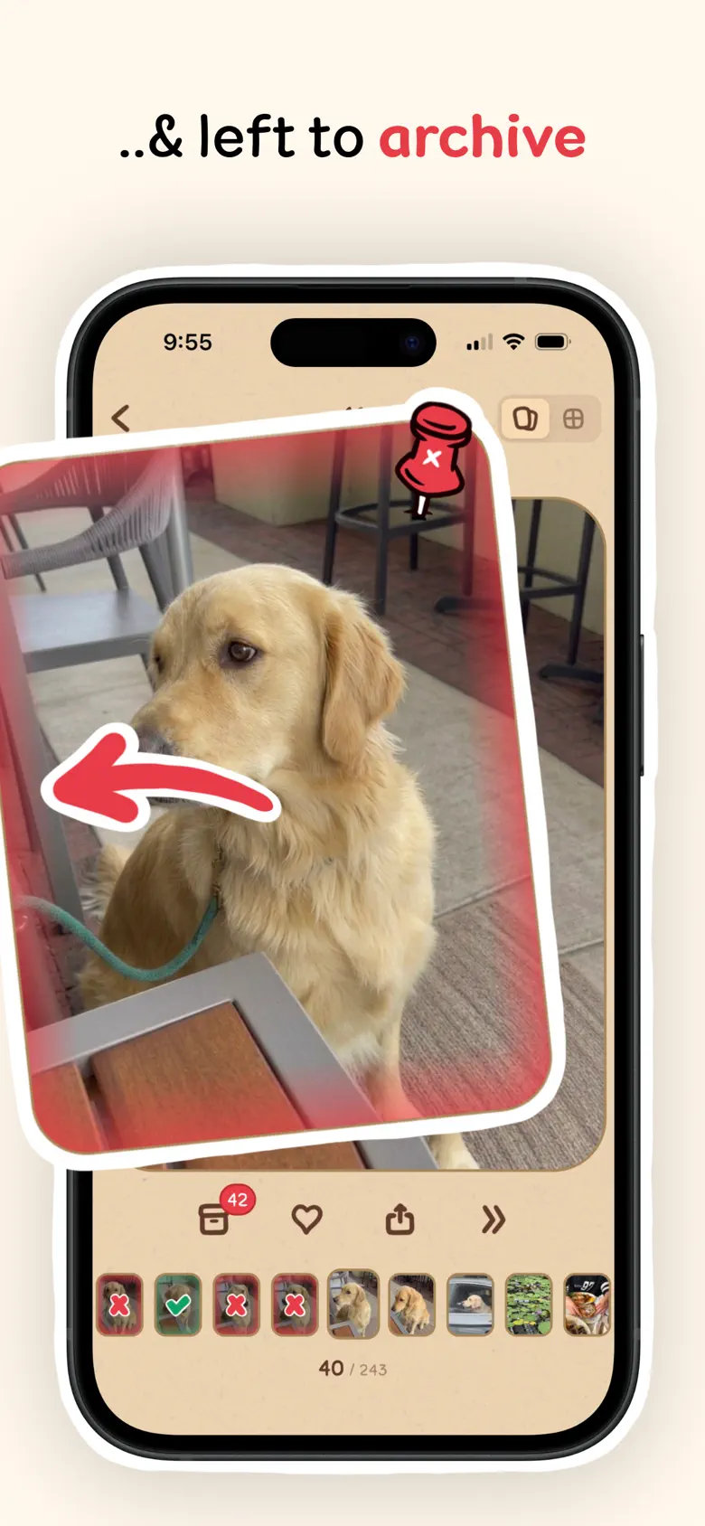 Swipe left to archive