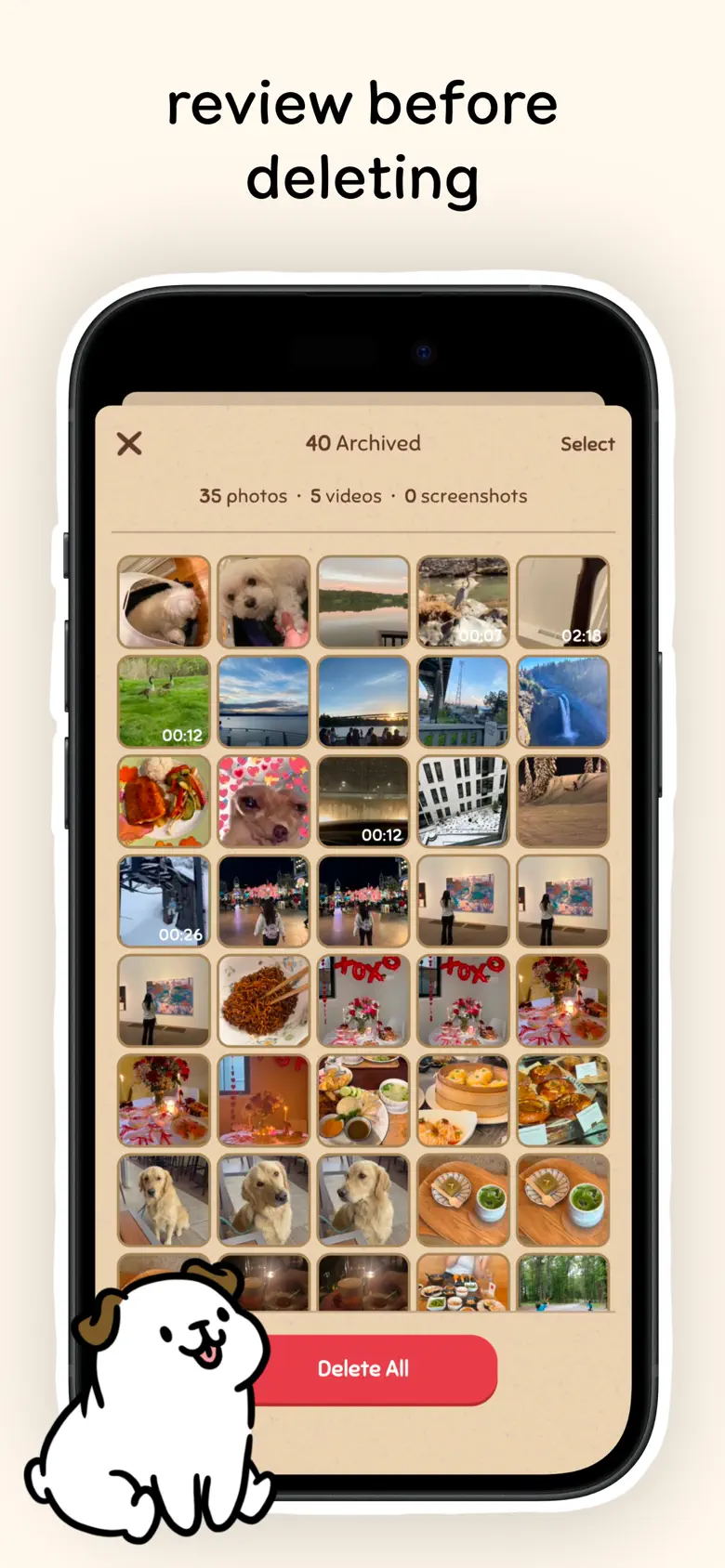 Review archived photos before deleting